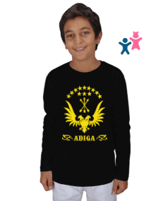 Çerkes,Kafkas,Çerkes Bayrağı, adiga logosu. Çocuk Unisex Uzunkollu - Tisho