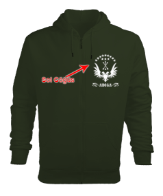 Çerkes,Kafkas,Çerkes Bayrağı, adiga logosu. Erkek Kapşonlu Fermuarlı - Tisho