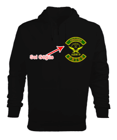 Çerkes,Kafkas,Çerkes Bayrağı, adiga logosu. Erkek Kapşonlu Fermuarlı - Tisho