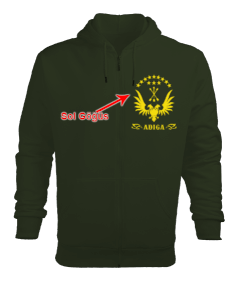 Çerkes,Kafkas,Çerkes Bayrağı, adiga logosu. Erkek Kapşonlu Fermuarlı - Tisho