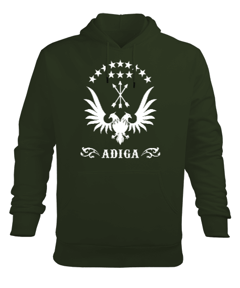 Çerkes,Kafkas,Çerkes Bayrağı, adiga logosu. Erkek Kapüşonlu Hoodie Sweatshirt - Tisho