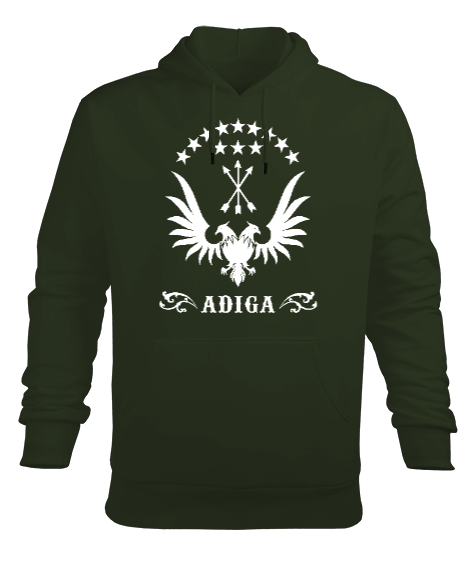 Tisho - Çerkes,Kafkas,Çerkes Bayrağı, adiga logosu. Erkek Kapüşonlu Hoodie Sweatshirt