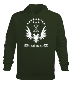 Çerkes,Kafkas,Çerkes Bayrağı, adiga logosu. Erkek Kapüşonlu Hoodie Sweatshirt - Tisho