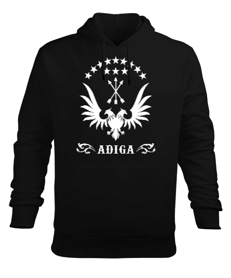 Çerkes,Kafkas,Çerkes Bayrağı, adiga logosu. Erkek Kapüşonlu Hoodie Sweatshirt - Tisho