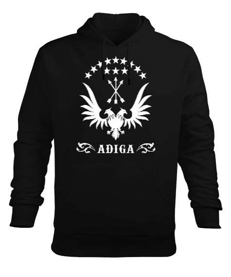 Tisho - Çerkes,Kafkas,Çerkes Bayrağı, adiga logosu. Erkek Kapüşonlu Hoodie Sweatshirt