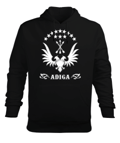 Çerkes,Kafkas,Çerkes Bayrağı, adiga logosu. Erkek Kapüşonlu Hoodie Sweatshirt - Tisho