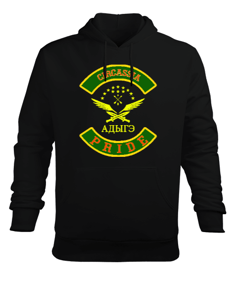 Çerkes,Kafkas,Çerkes Bayrağı, adiga logosu. Erkek Kapüşonlu Hoodie Sweatshirt - Tisho