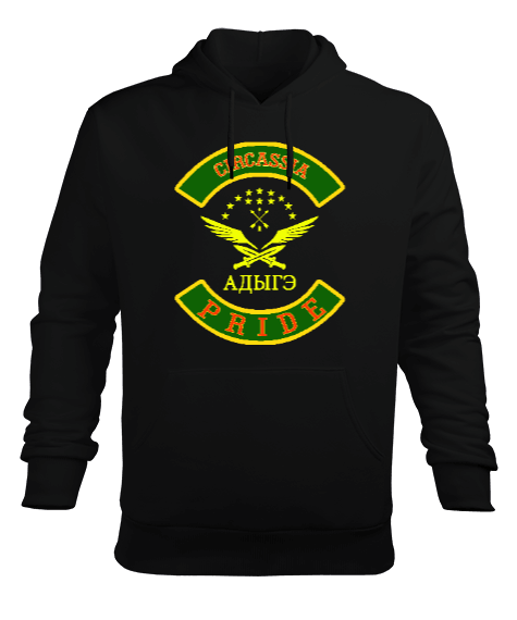 Tisho - Çerkes,Kafkas,Çerkes Bayrağı, adiga logosu. Erkek Kapüşonlu Hoodie Sweatshirt