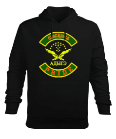 Çerkes,Kafkas,Çerkes Bayrağı, adiga logosu. Erkek Kapüşonlu Hoodie Sweatshirt - Tisho