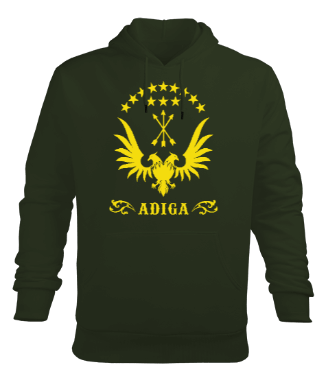 Çerkes,Kafkas,Çerkes Bayrağı, adiga logosu. Erkek Kapüşonlu Hoodie Sweatshirt - Tisho