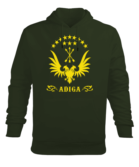 Tisho - Çerkes,Kafkas,Çerkes Bayrağı, adiga logosu. Erkek Kapüşonlu Hoodie Sweatshirt