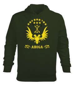 Çerkes,Kafkas,Çerkes Bayrağı, adiga logosu. Erkek Kapüşonlu Hoodie Sweatshirt - Tisho