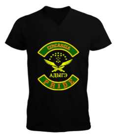 Çerkes,Kafkas,Çerkes Bayrağı, adiga logosu. Erkek Kısa Kol V Yaka Tişört - Tisho