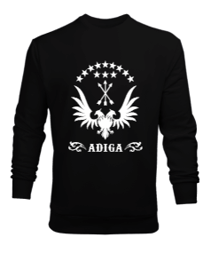 Çerkes,Kafkas,Çerkes Bayrağı, adiga logosu. Erkek Sweatshirt - Tisho
