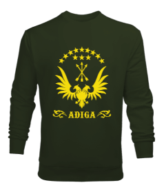 Çerkes,Kafkas,Çerkes Bayrağı, adiga logosu. Erkek Sweatshirt - Tisho