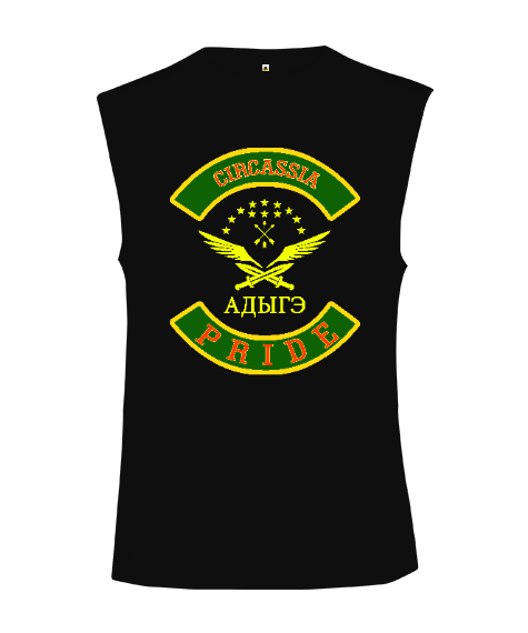 Tisho - Çerkes,Kafkas,Çerkes Bayrağı, adiga logosu. Kesik Kol Unisex Tişört