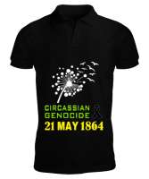 Çerkes,Kafkas,Çerkes Bayrağı,Adygea,adiga logosu. Siyah Erkek Kısa Kol Polo Yaka - Tisho