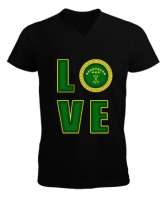 Çerkes,Kafkas,Çerkes Bayrağı,Adygea,adiga logosu. Siyah Erkek Kısa Kol V Yaka Tişört - Tisho