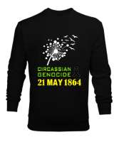 Çerkes,Kafkas,Çerkes Bayrağı,Adygea,adiga logosu. Siyah Erkek Sweatshirt - Tisho