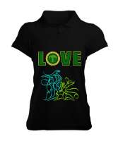 Çerkes,Kafkas,Çerkes Bayrağı,Adygea,adiga logosu. Siyah Kadın Polo Yaka Tişört - Tisho