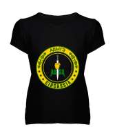 Çerkes,Kafkas,Çerkes Bayrağı,Adygea,adiga logosu. Siyah Kadın V Yaka Tişört - Tisho