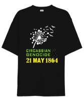 Çerkes,Kafkas,Çerkes Bayrağı,Adygea,adiga logosu. Siyah Oversize Unisex Tişört - Tisho