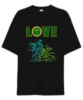 Çerkes,Kafkas,Çerkes Bayrağı,Adygea,adiga logosu. Siyah Oversize Unisex Tişört - Tisho