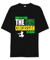 Çerkes,Kafkas,Çerkes Bayrağı,Adygea,adiga logosu. Siyah Oversize Unisex Tişört - Tisho