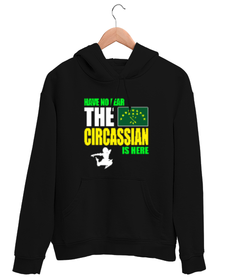 Çerkes,Kafkas,Çerkes Bayrağı,Adygea,adiga logosu. Siyah Unisex Kapşonlu Sweatshirt - Tisho
