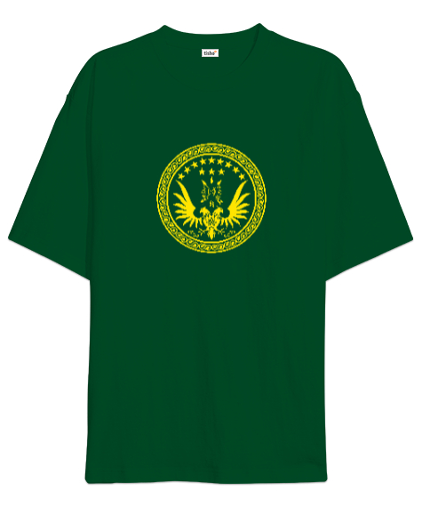 Tisho - Çerkez - Adige Arma Bayrak - Çerkes Çimen Yeşili Oversize Unisex Tişört