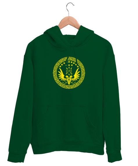 Tisho - Çerkez - Adige Arma Bayrak - Çerkes Çimen Yeşili Unisex Kapşonlu Sweatshirt