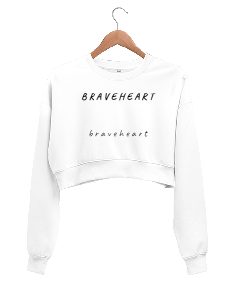 Tisho - Cesur Yürek Beyaz SWEAT Kadın Crop Sweatshirt