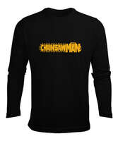 chainsaw man style Siyah Erkek Uzun Kol Yazlık Tişört - Thumbnail