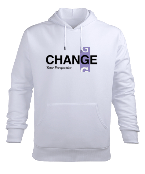 Tisho - change Beyaz Erkek Kapüşonlu Hoodie Sweatshirt