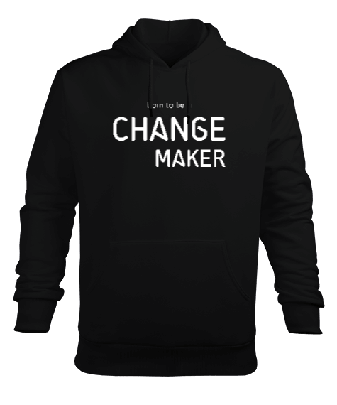 Tisho - Change Maker Siyah TiNCiR Erkek Kapüşonlu Hoodie Sweatshirt