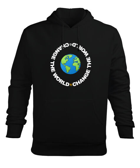 Tisho - Change The World Series-2 Siyah Erkek Kapüşonlu Hoodie Sweatshirt