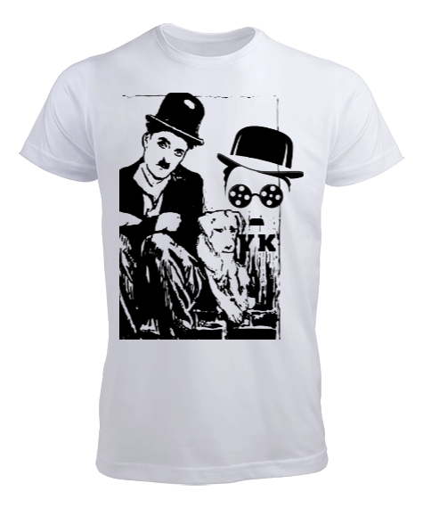 Charlie Chaplin beyaz Erkek Tişört