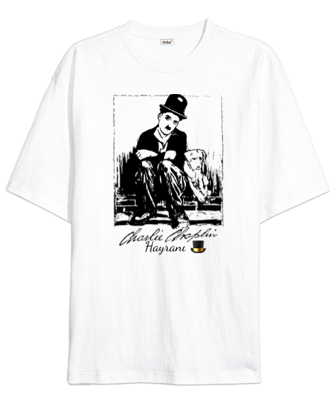 Tisho - Charlie Chaplin hayranlarına özel Oversize Unisex Tişört
