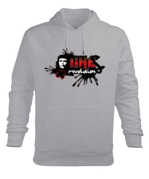 Tisho - Che Guevara Revolution Gri Erkek Kapüşonlu Hoodie Sweatshirt