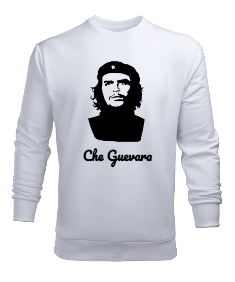 Tisho - Che Guevara Yazılı Siluet Beyaz Erkek Sweatshirt