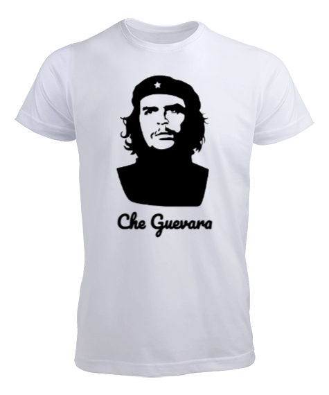 Tisho - Che Guevara Yazılı Siluet Beyaz Erkek Tişört