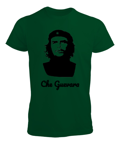 Tisho - Che Guevara Yazılı Siluet Çimen Yeşili Erkek Tişört