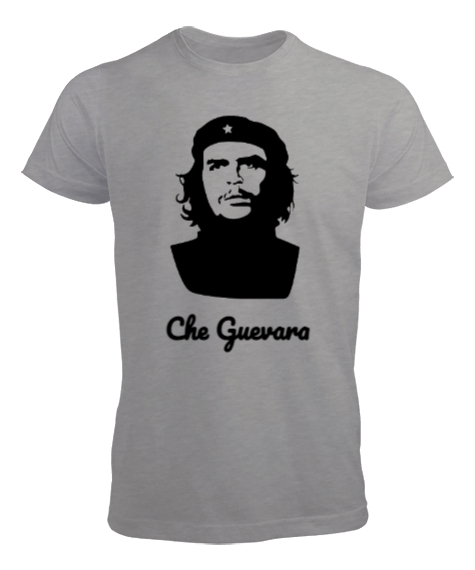 Tisho - Che Guevara Yazılı Siluet Gri Erkek Tişört