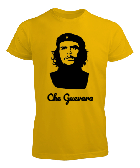 Tisho - Che Guevara Yazılı Siluet Sarı Erkek Tişört
