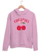 Cherries Pembe Unisex Kapşonlu Sweatshirt - Tisho