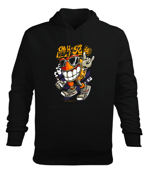 Tisho - Chill vape Siyah Erkek Kapüşonlu Hoodie Sweatshirt