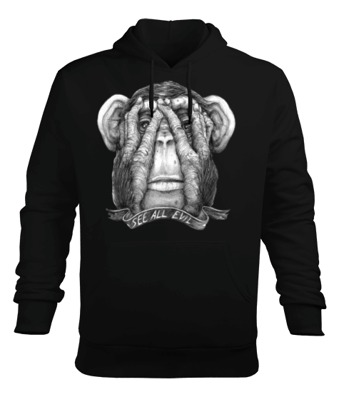 Tisho - Chimp Monkey Erkek Kapüşonlu Hoodie Sweatshirt