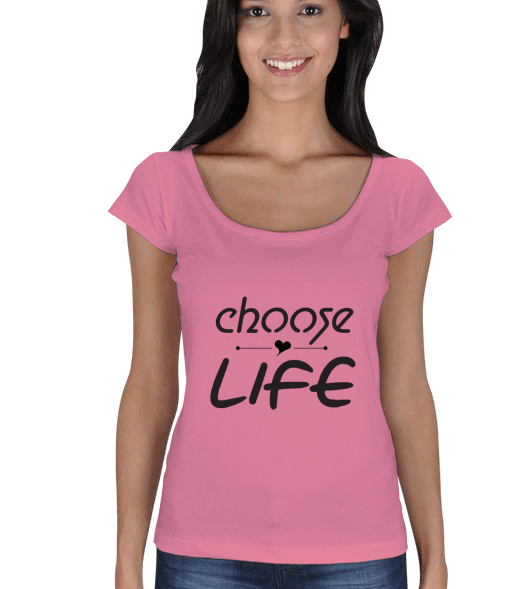 Tisho - CHOOSE LIFE Kadın Açık Yaka