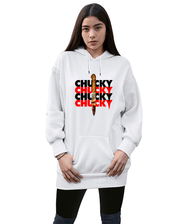 Tisho - Chucky 2021 Kadın Uzun Hoodie Kapüşonlu Sweatshirt