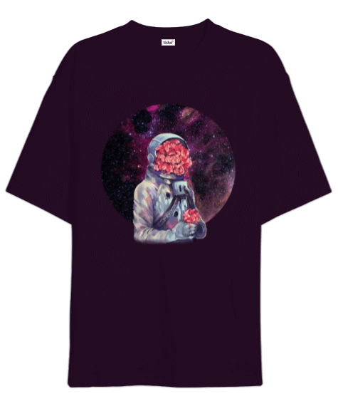 Tisho - Çiçek astronot Oversize Unisex Tişört
